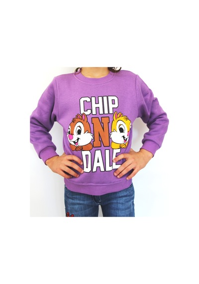 Chıp One Dale Baskılı Kız Çocuk Sweatshirt Mor