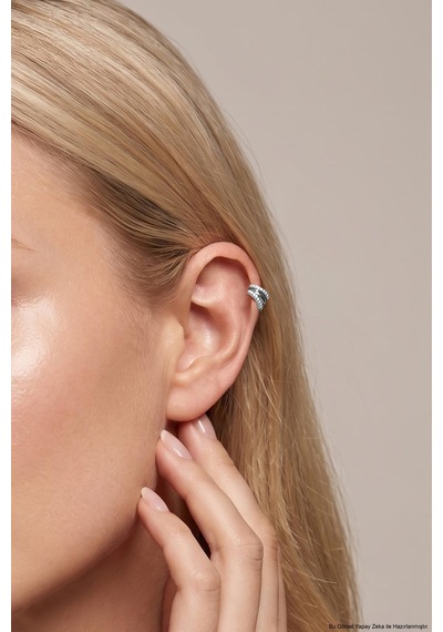 Luna 18 Ayar Beyaz Altın Kaplama Gümüş Tragus-helix Piercing