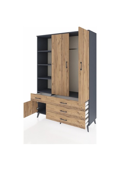 Hyperion Dolap 5 Raflı 4 Çekmeceli Tek Askılı 132x44x195 Antrasit-çam/çam Atlas Çam/atlas Çam Hyperion Dolap 5 Raflı 4 Çekmeceli Tek Askılı 132x44x195 Antrasit-çam/çam Atlas Çam/atlas Çam