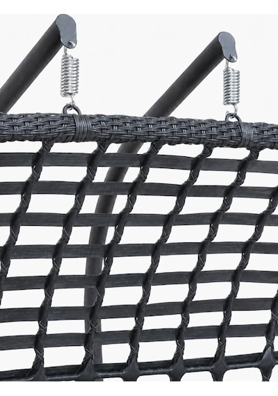 Niron Balina Çift Kişilik Rattan Bahçe Salıncağı Antrasit - Minderli Konfor