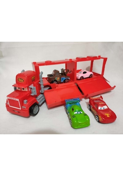 Mcqueen Tır 34cm Şimşek Mcqueen Oyuncak 2 Arabalı Tır Kırmızı
