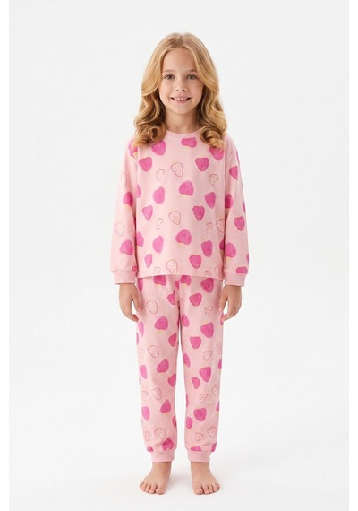Bunny Hopp Kız Çocuk Uzun Kollu Pijama Takımı %100 Pamuk Pembe Çilek Desenli Penye Pembe Çiçekli Bunny Hopp Kız Çocuk Uzun Kollu Pijama Takımı %100 Pamuk Pembe Çilek Desenli Penye Pembe Çiçekli