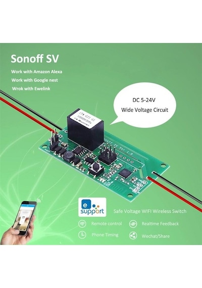 Sonoff Sv 5V-24V Güvenli Gerilim Wifi Kablosuz Anahtarı Akıllı Ev