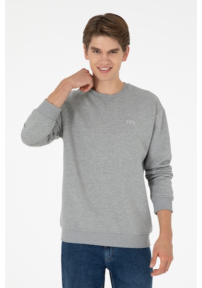 U.S. Polo Assn. Erkek Bisiklet Yaka Gri Melanj Basic Şardonlu Sweatshirt 50295148-VR086