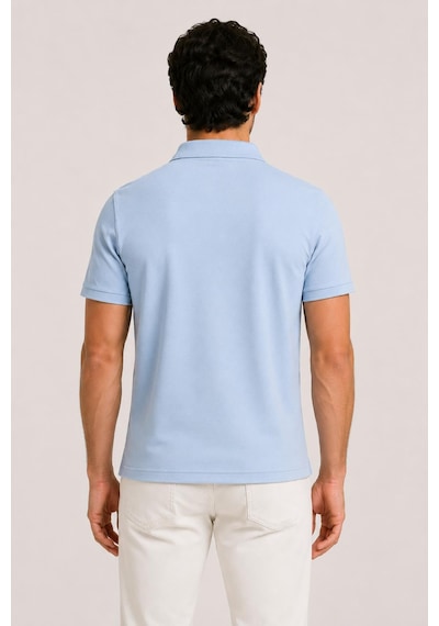 Alexander Gardi Kısa Kollu Fermuarlı Polo T-shirt Açık Mavi