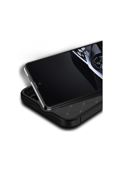 Tecno Spark 30c Kılıf Focus Carbon Silikon Kapak Siyah