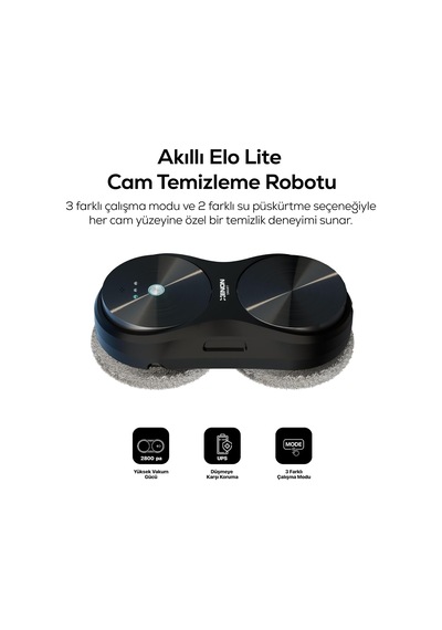 Tr Elo Lite Akıllı Cam Temizleme Robotu Çift Su Püskürtmeli 2800 Pa Vakumlu Uygulama Ve Kumanda Kontrollü X868 Genel