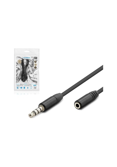Hdx1012 3.5mm Trrs 4 Kutuplu Aux Uzatma Kablosu 1.2 Metre, Mikrofon Ve Ses Destekli Kulaklık Uzatıcı - Oyun Konsolu, Laptop Ve Telefon Uyumlu Siyah