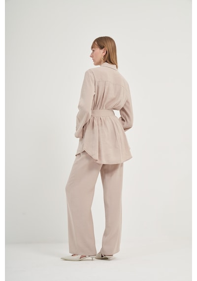 FTZ Women Ftz Modal Pantolonlu Takım Taş 31011 Taş