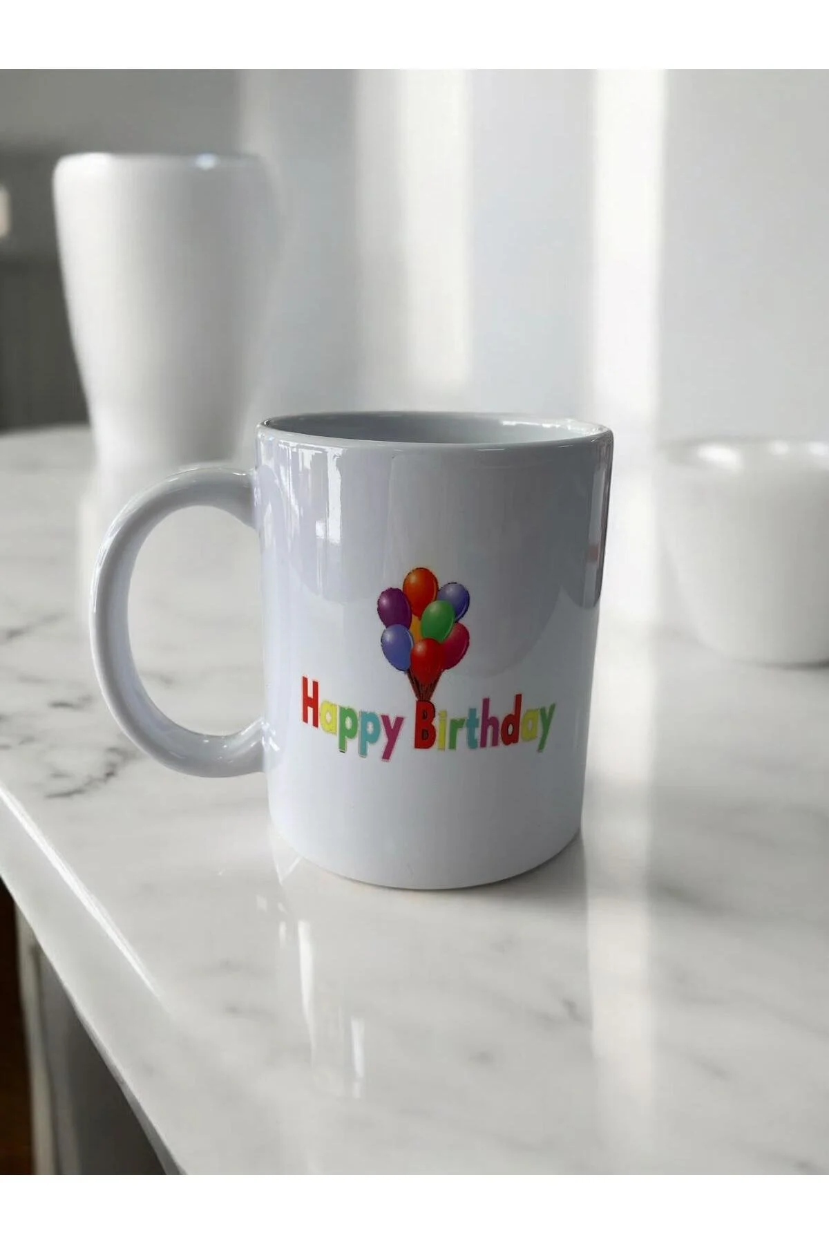 Doğum Günü Konseptli Kupa/bardak Happy Birthday Beyaz