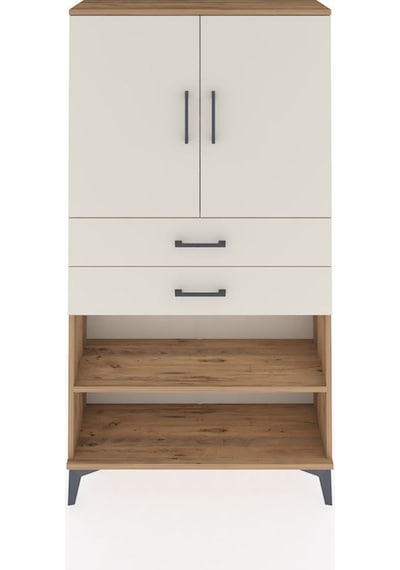 Arges Dolap 3 Raflı 2 Çekmeceli 2 Kapaklı 88x30x163 Çam-aytaşı Çam