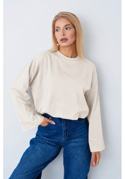 Herkesemoda Kadın Tesettüre Uygun Uzun Kollu Ekru Body Ekru