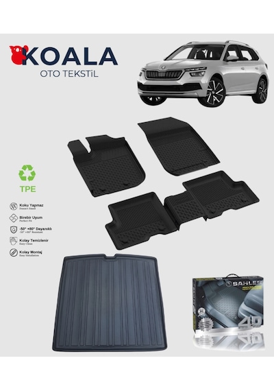 Skoda Kamiq 2020 Ve Sonrası Uyumlu Sahler Paspas + Bagaj Havuz Seti