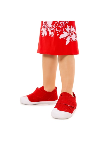 Kiko Kids Daffy Cırtlı Kız Bebek İlk Adım Panduf Ayakkabı Kırmızı