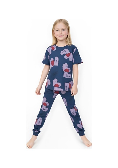 Modanino Kız Çocuk %100 Pamuk Ve Baskılı Pijama Takımı 3-8 Yaş 12720ıs Indigo