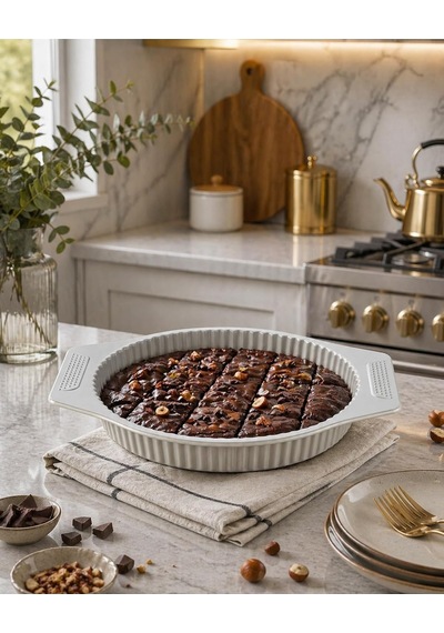 Falez Tart Kalıbı, Seramik, Krem