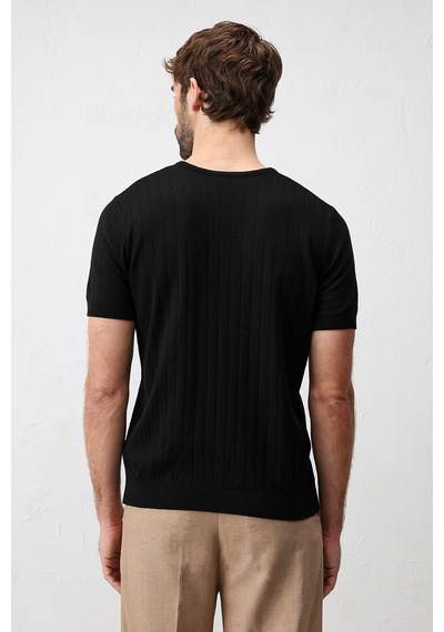 Antioch Dokulu Erkek Triko T-shirt Siyah