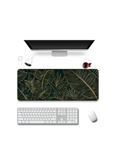 Sonictouch Klavye Mousepad 40x90cm Dikişsiz Pürüzsüz Sıvı Geçirmez Kaymaz Taban Zümrüt Bahçe