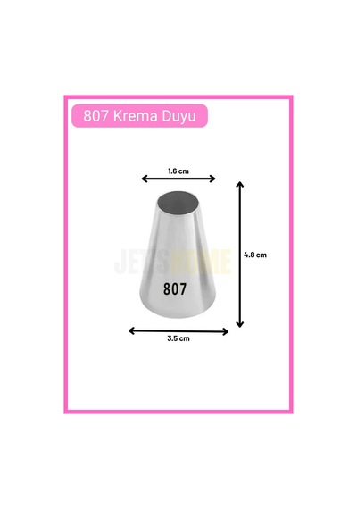 807 Yuvarlak Desen Krema Duyu Büyük Boy Pasta Duyu Paslanmaz Çelik Krema Torbası Ucu 3.5x1.6x5.2 Cm Metalik Gri