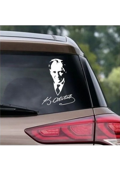 Ulu Önder Mustafa Kemal Atatürk Imzalı Sticker 28 Cm Beyaz Renk