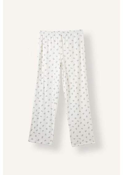 Defacto Çiçekli Düğme Detaylı Regular Fit Uzun Kollu 2li Pijama Takımı F9837ax26auer85 Ekru-er85