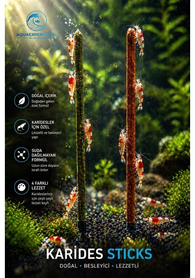 Aqua Expert Karides Sticks Karides Yemi 10 Lu Paket Doğal Besleyici Çubuk Yem Özel Formül