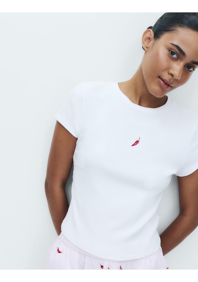 Marks & Spencer Desenli Pijama Üstü T37003735T Kırmızı