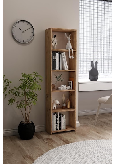 Libro Pine Kitaplık 5 Raflı Çok Amaçlı Düzenleyici Raf 160 Cm Dekoratif Atlantik Çam Çok Renkli