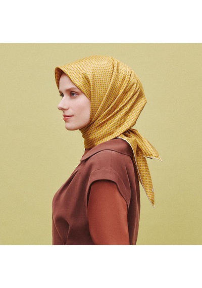 Armine İpek Eşarp 2025 Yaz - 9307-35 Hardal Twill Hardal