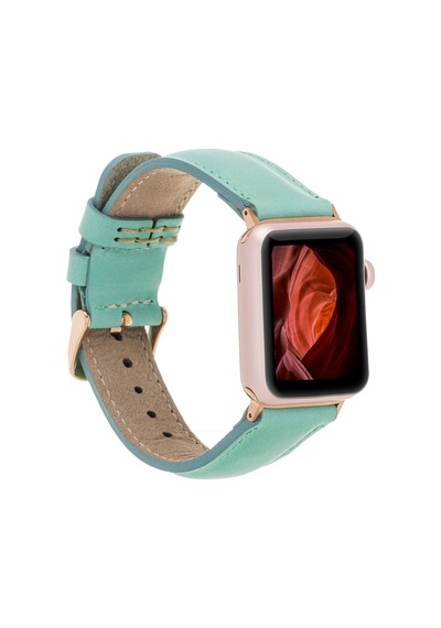 Apple Watch Uyumlu Deri Kordon 42-44-45mm Brn7 Yeşil