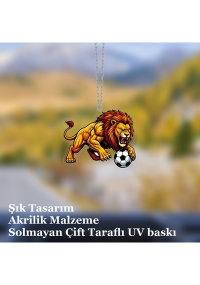 Araba Ayna Süsü, Araba Süsü, Çanta Aksesuarı - Aslan 2 - Pleksi Malzeme, Uv Baskılı - 041 8x6 Cm