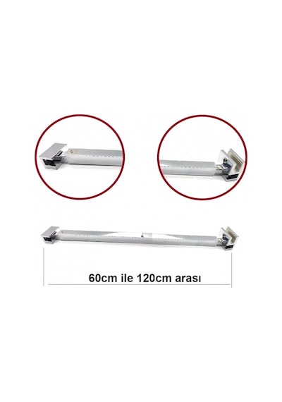 Duşakabin Teleskopik Cam Gergi Çubuğu 60-120 Cm Gümüş