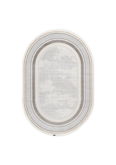 Trend Tr003s Oval Bej Akrilik Pamuk Modern Yumuşak Mutfak Yatak Odası Salon Oturma Odası Halısı-1080 Gri - Gold