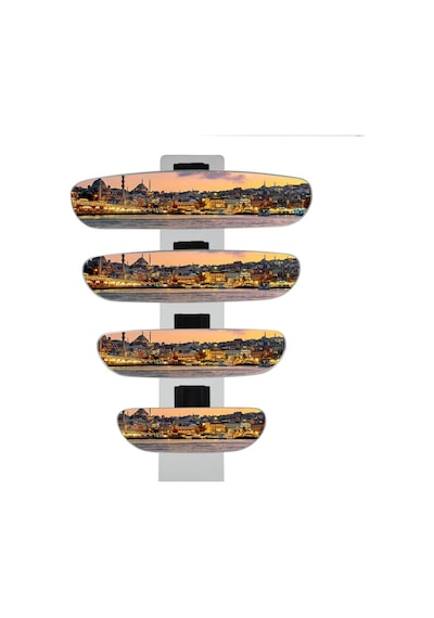 Oval Ayna 4lü İç Dikiz Aynası Seti R320 Panoramik Görüş Dışbükey Bombeli Cam Mafsallı Ayarlanabilir Kol 557.050E