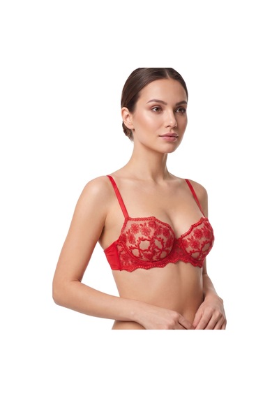 Donlaritta Kırmızı Dolgulu Desenli Push Up Destekli Sütyen 70b - 75b - 80b- 85b