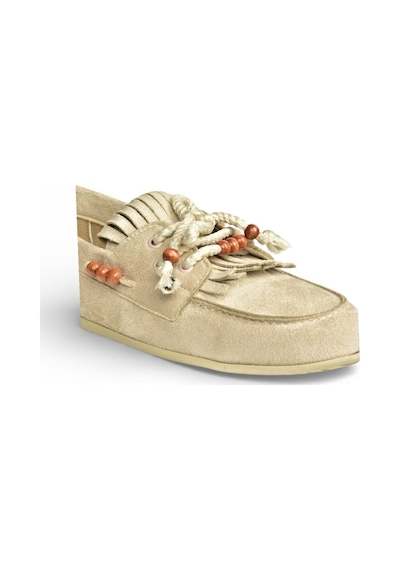 Fox Shoes Y602426202 Bej Süet Boncuk Detaylı Günlük Kadın Ayakkabı Bej