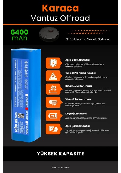 Karaca Vantuz Offroad 6400mah Robot Süpürge Bataryası