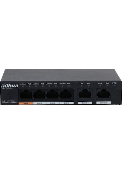Dahua Pfs3006-4gt-60-v2, 4 Port, Gigabit, Poe 60w, 2 Port Uplink, Yönetilemez, Masaüstü Switch