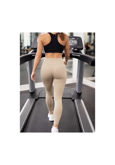 Mercan Kids & Butik Kadın Yüksek Bel Toparlayıcı Tayt Dikişsiz İç Göstermez Spor Taytı Bej