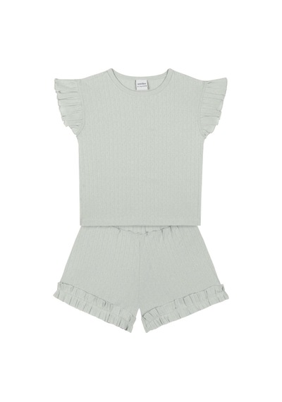 Antebies Mint Jakar Şortlu Pijama Takımı Yeşil