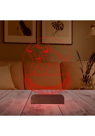 Luvivia Bufalo Tasarım 3d Lamba - Masa Gece Lambası Şeffaf