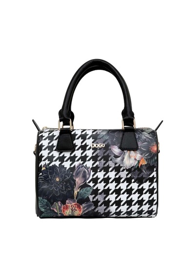 Dogo Kadın Vegan Deri Siyah El Çantası - Black Majestic Garden Tasarım Multicolor