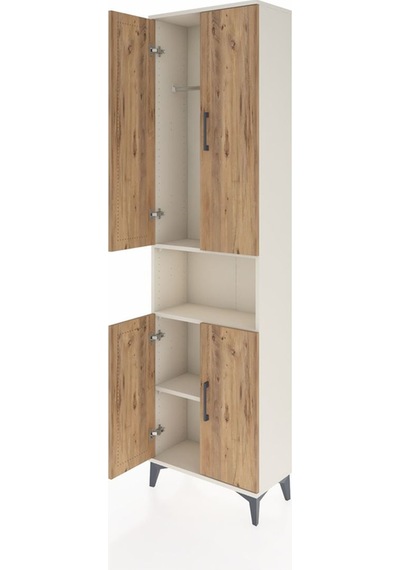 Arges Dolap 3 Raflı 4 Kapaklı Tek Askılı 60x30x221 Aytaşı-çam Aytaşı