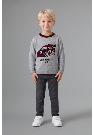 Defacto Oversize Basic Araba Desenli Kazak Erkek Bebek H9286a526wngr400 Gri-gr400