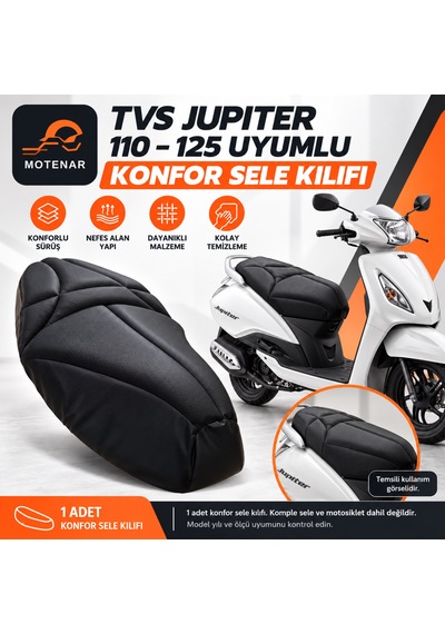 Motenar Tvs Jupiter 110 125 Uyumlu Visco Konfor Sele Kılıfı Siyah