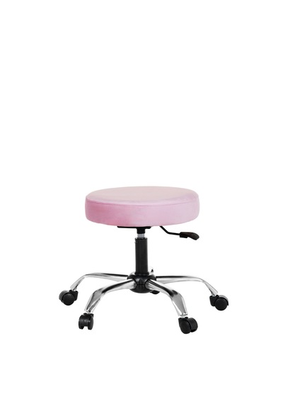 Marka Elz Krom Ayakli 360 Derece Dönen Tabure Baby Face Kumaş Pembe