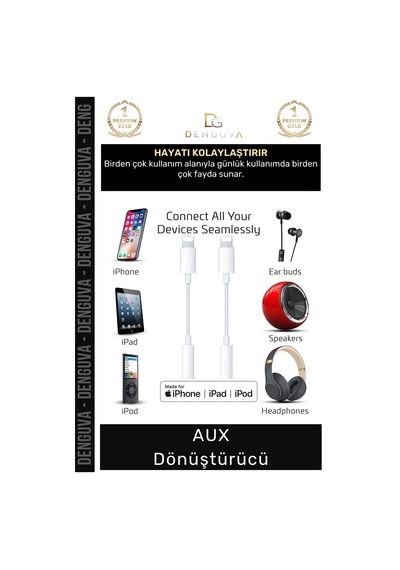 Dönüştürücü Phone 15 14 13 12 11 X 8 7 Plus Xs Max 35mm Stereo Kulaklık Çevirici Aux Dönüştürücü