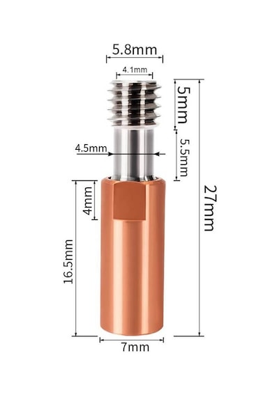 Koodmax 3d Yazıcı Titanyum Alaşımlı Barel Ender3 Hotend 4.1mm Flement Metal Boru Boğazı M6