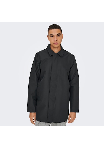 Only & Sons Only&sons Hall Coat Erkek Siyah Klasik Yaka Kaban Siyah