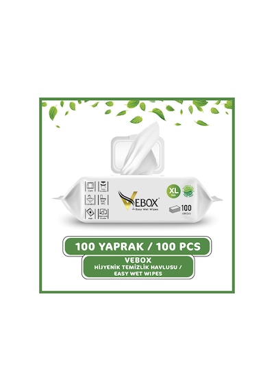 Vebox Easy Wet Wipes Yüzey Temizleme Havlusu 5x100 500 Yaprak